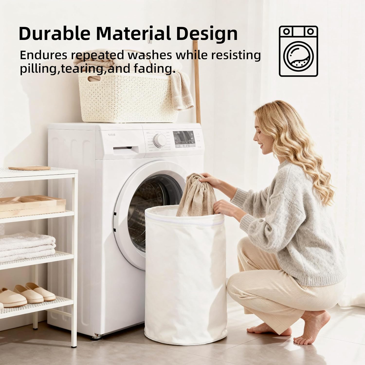 CHUFFED Linen Pillowcases – Linen Blend Cotton Pillow Cases, Breathable Washed Flax Shams with Envelope Closure Standard Size 20x26 Inches,White - Image 4