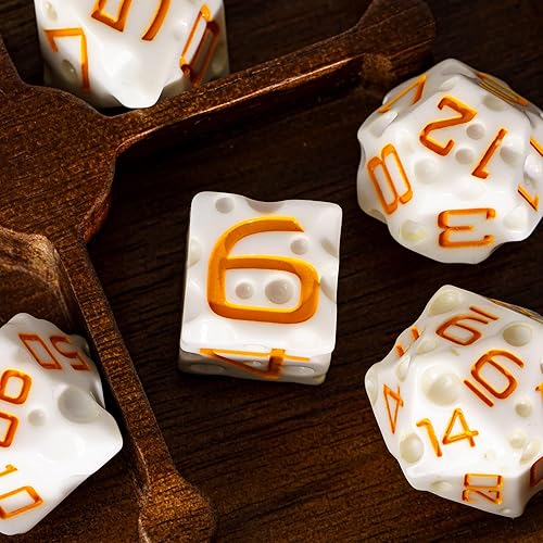 Miniatura 57 de Juego de dados de queso, juego de dados DND poliédricos de resina amarilla para juegos de rol D&D y otros juegos de mesa Dados