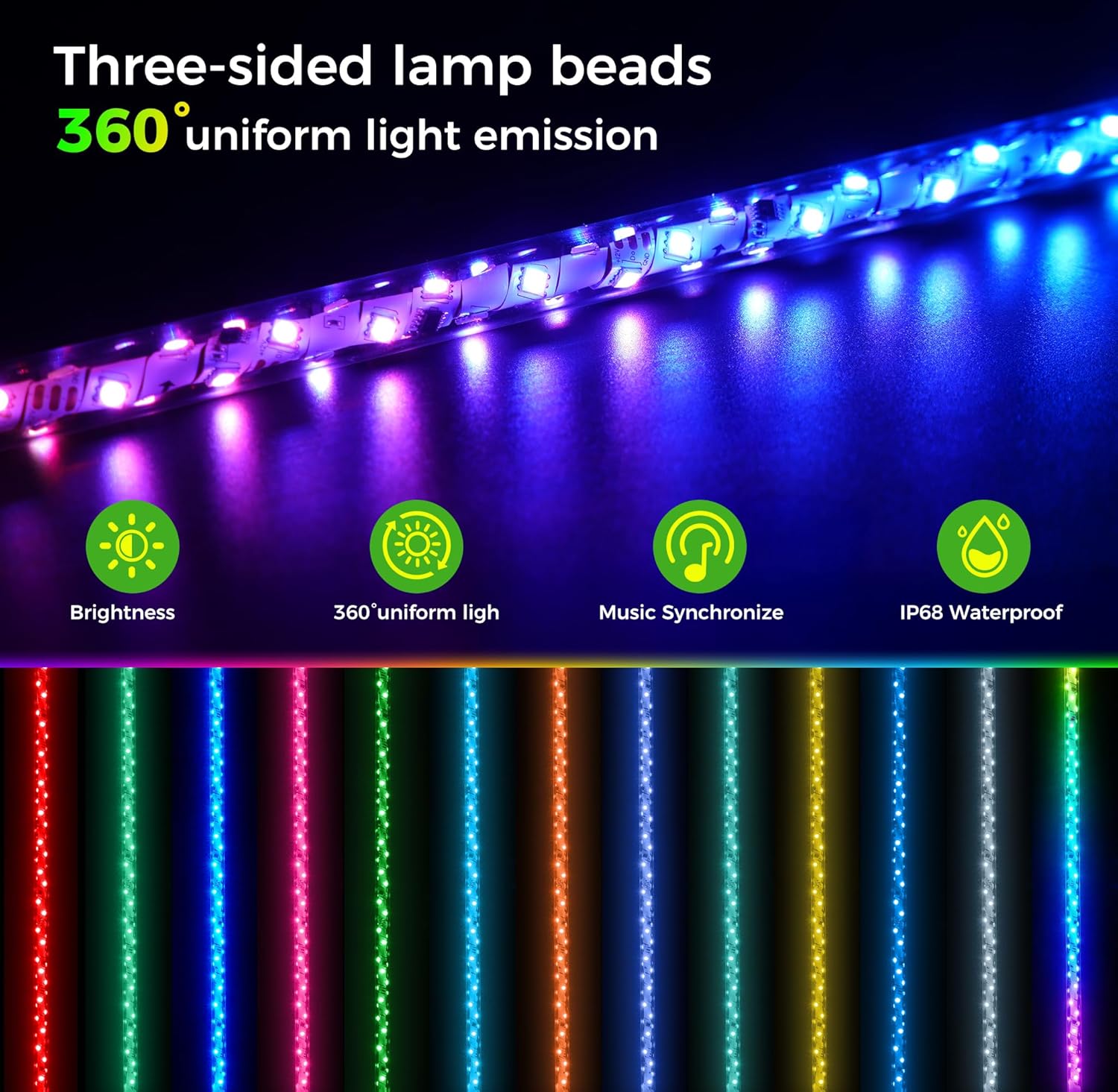 2 Pack Golf Cart Whip Light - 210 Selectable Lighting Modes, Easy Installation, Waterproof Whip Light with Color Width Flow Direction Customization for Golf Carts 2.53FT