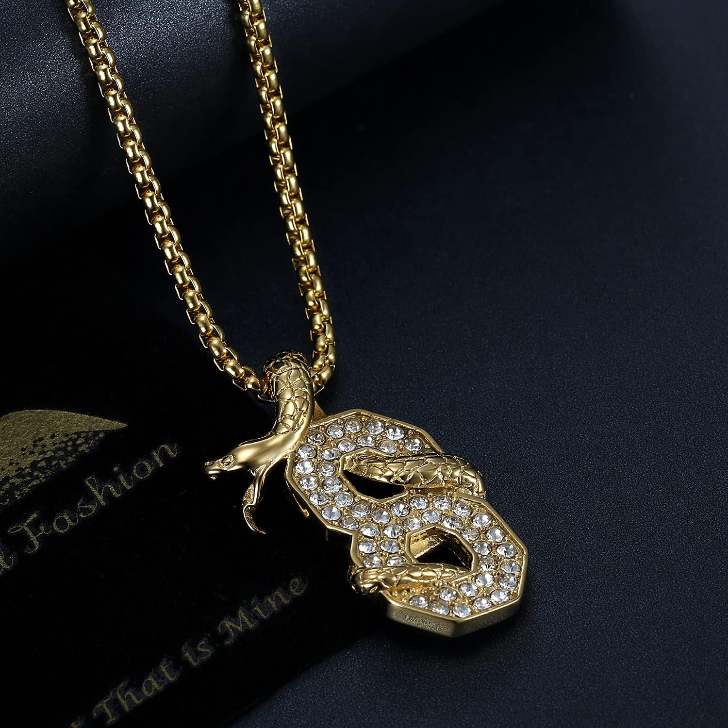 18K Gold Plated Number 8,24 Pendant Basketball Star Memorial Souvenir Punk Rock Stainless Steel Necklace for Men Women, 2pcs 24'' 20'' Layered Chains Gothic Cobra Kai Amulet Snake Jewelry Gift - Image 3