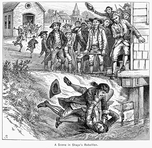 Shays Rebellion 1786 Na Scuffle By The Courthouse at Springfield Massachusetts Between Opposing Factions In Shays Rebellion 1786 Grabado en madera