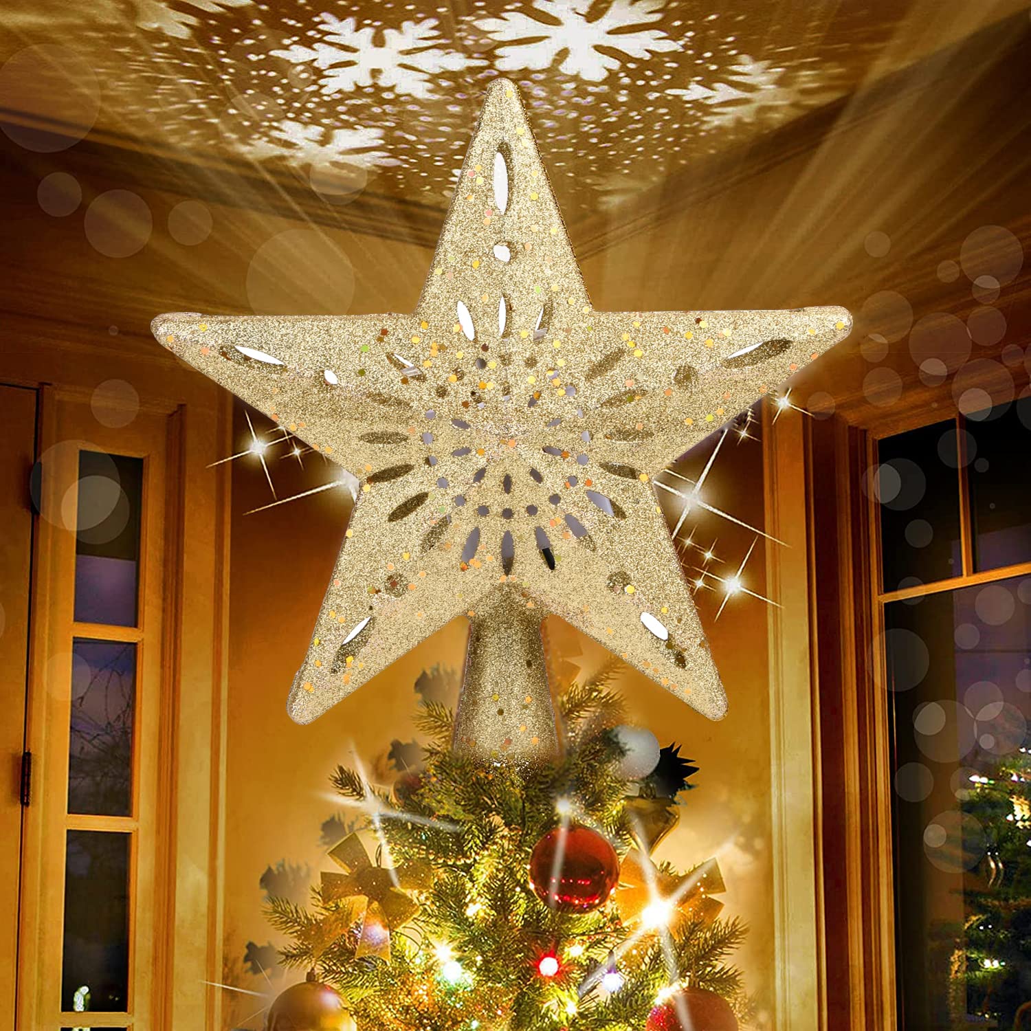 Buy Christmas Star Tree Topper, Animated Tree Topper, Light Up Christmas Tree Star, Indoor