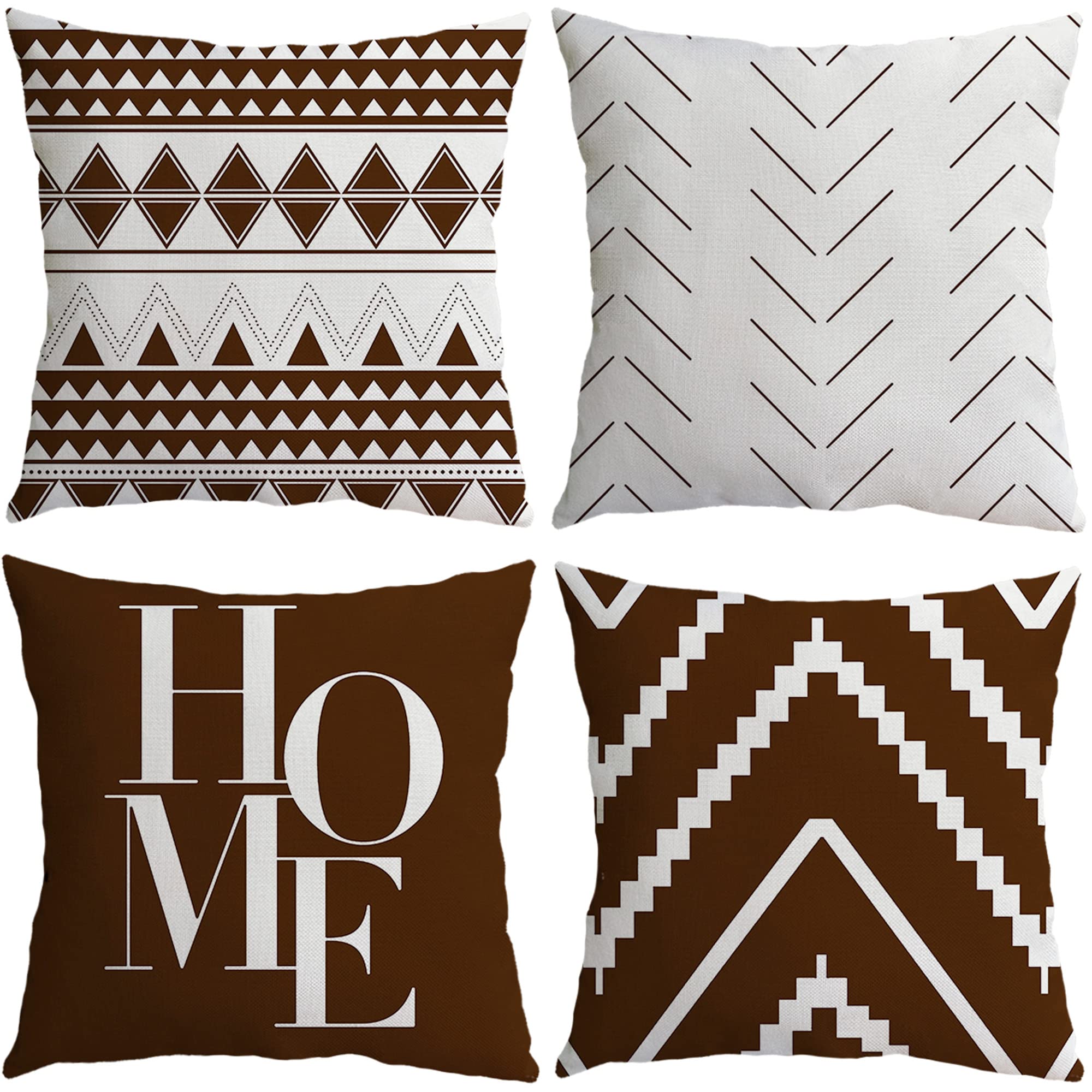 Set Di 4 Federe Per Cuscini Emvency – 40x40 Cm, Stampa Astratta In Toni Ruggine E Metallo, Stile Moderno, Con Cerniera