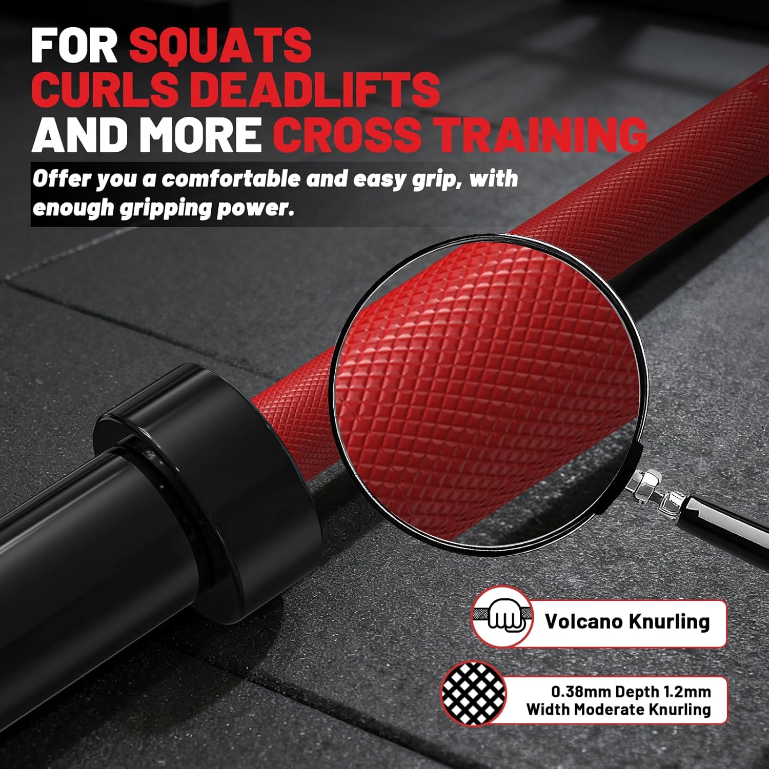 PAPABABE Olympic Barbell, 4ft/5ft/6ft/6.5ft Straight Barbell for Strength Training and Technique Adjusting, 2 inch Womens Olympic Bar with Moderate Knurling For Bench Press, Squats Curls Deadlifts Weightlifting