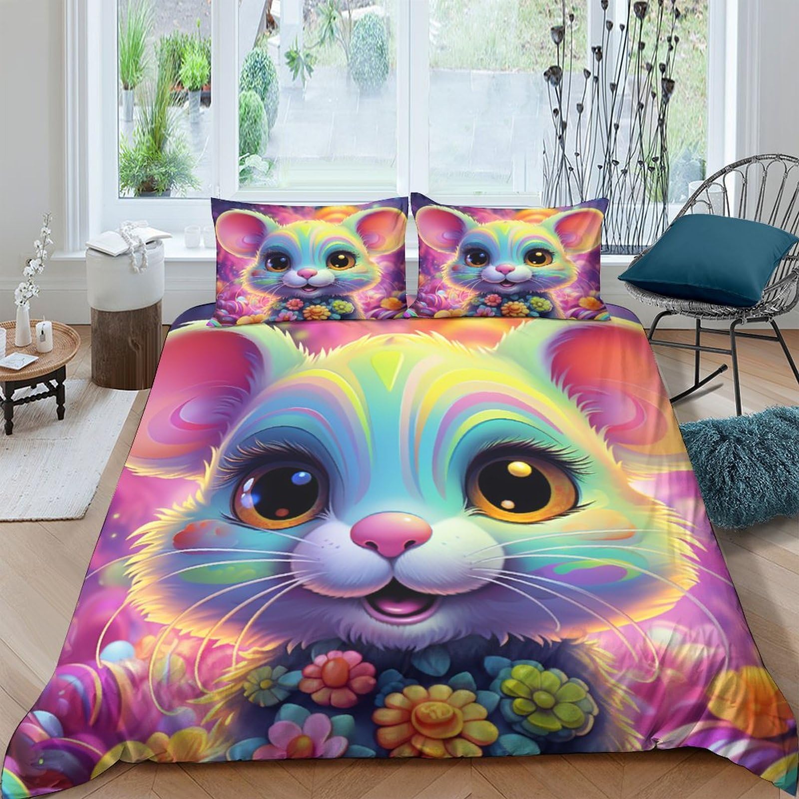 Linge de lit double imprimé 3D souris en microfibre de qualité supérieure