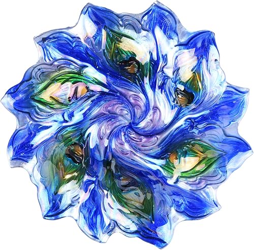 Miniatura 2 de VCUTEKA Baño de pájaros de cristal al aire libre BirdBath Comedero para pájaros con estaca de metal decoración de jardín