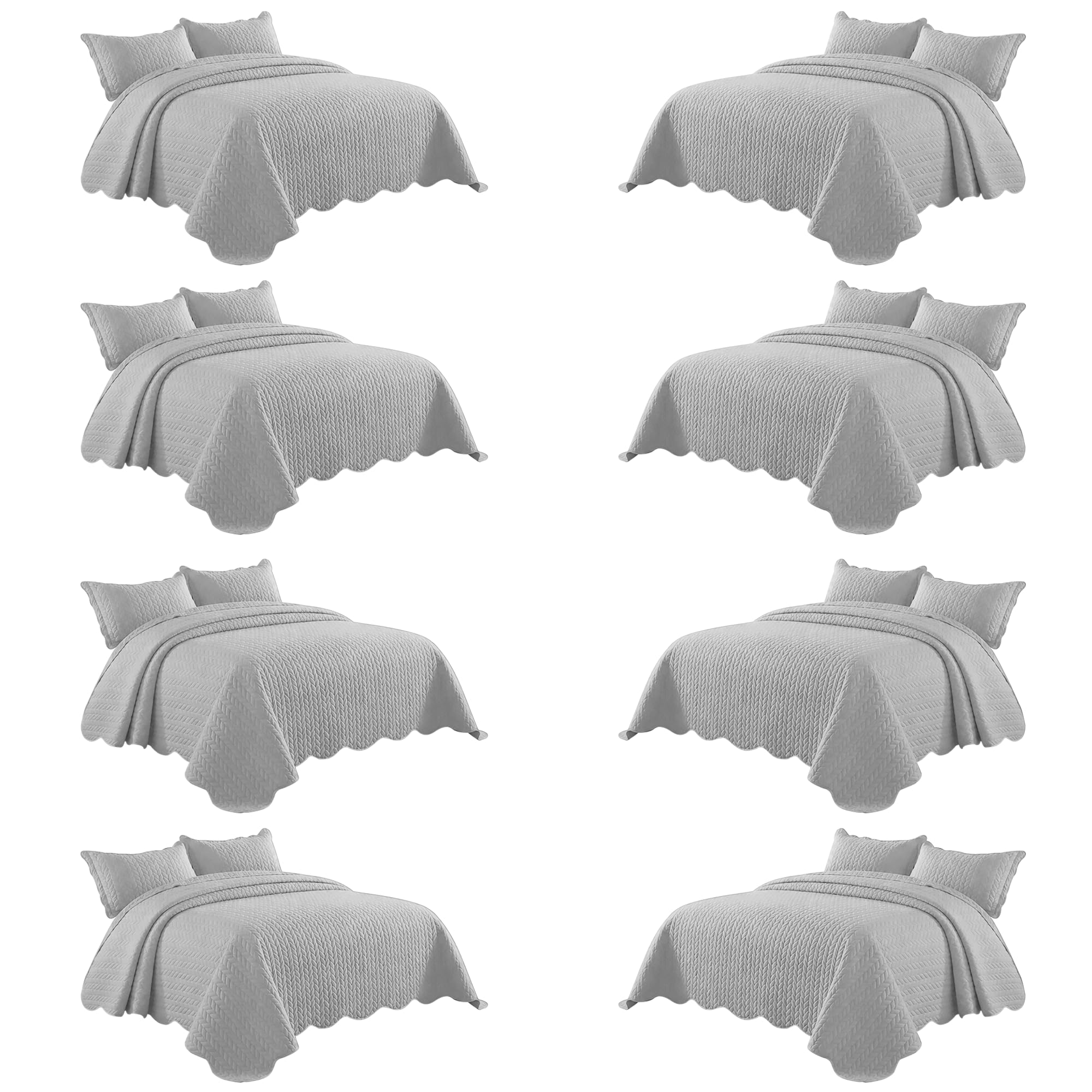 IR Imperial Rooms King Quilt Silver Leaf 8 Pack for Hotel Guest Bedroom