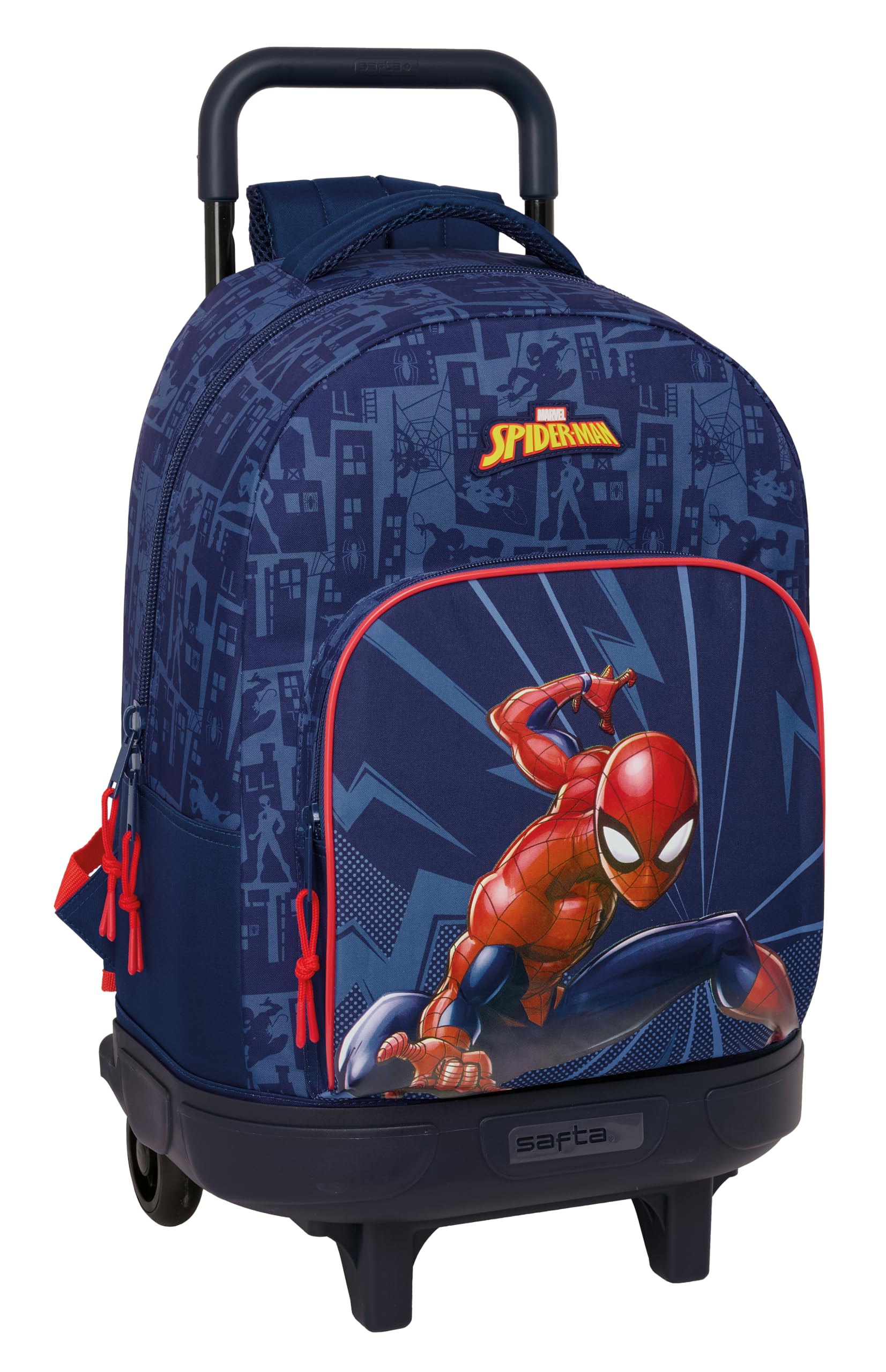 Safta SPIDERMAN - Mochila Grande con Ruedas, Compacta, Extraíble, Ideal para Niños de Diferentes Edades, Cómoda y Versátil, Calidad y Resistencia, 33x22x45 cm