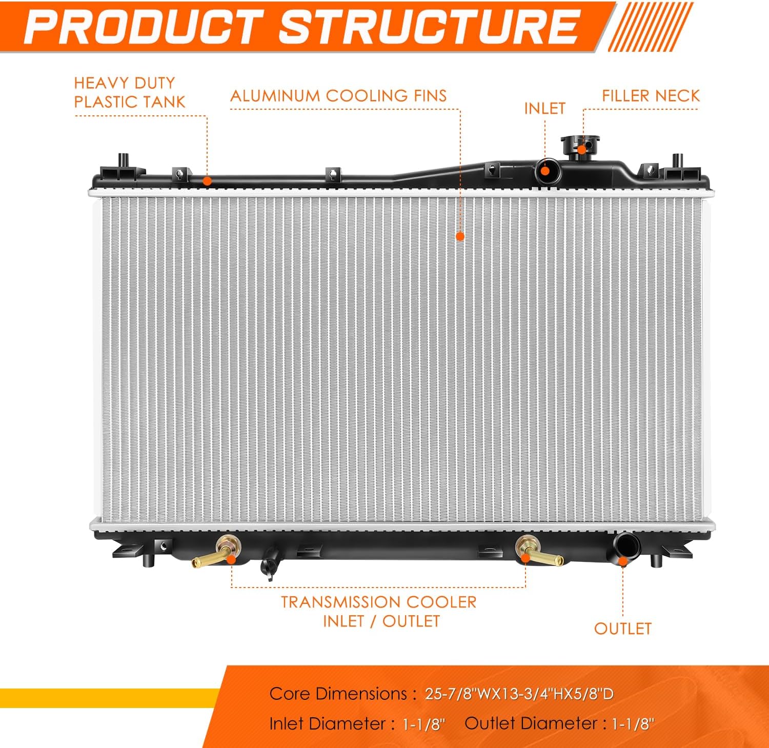 DPI-2354 Full Aluminum Core Cooling Radiator Compatible with 01-05 Honda Civic 1.7L AT