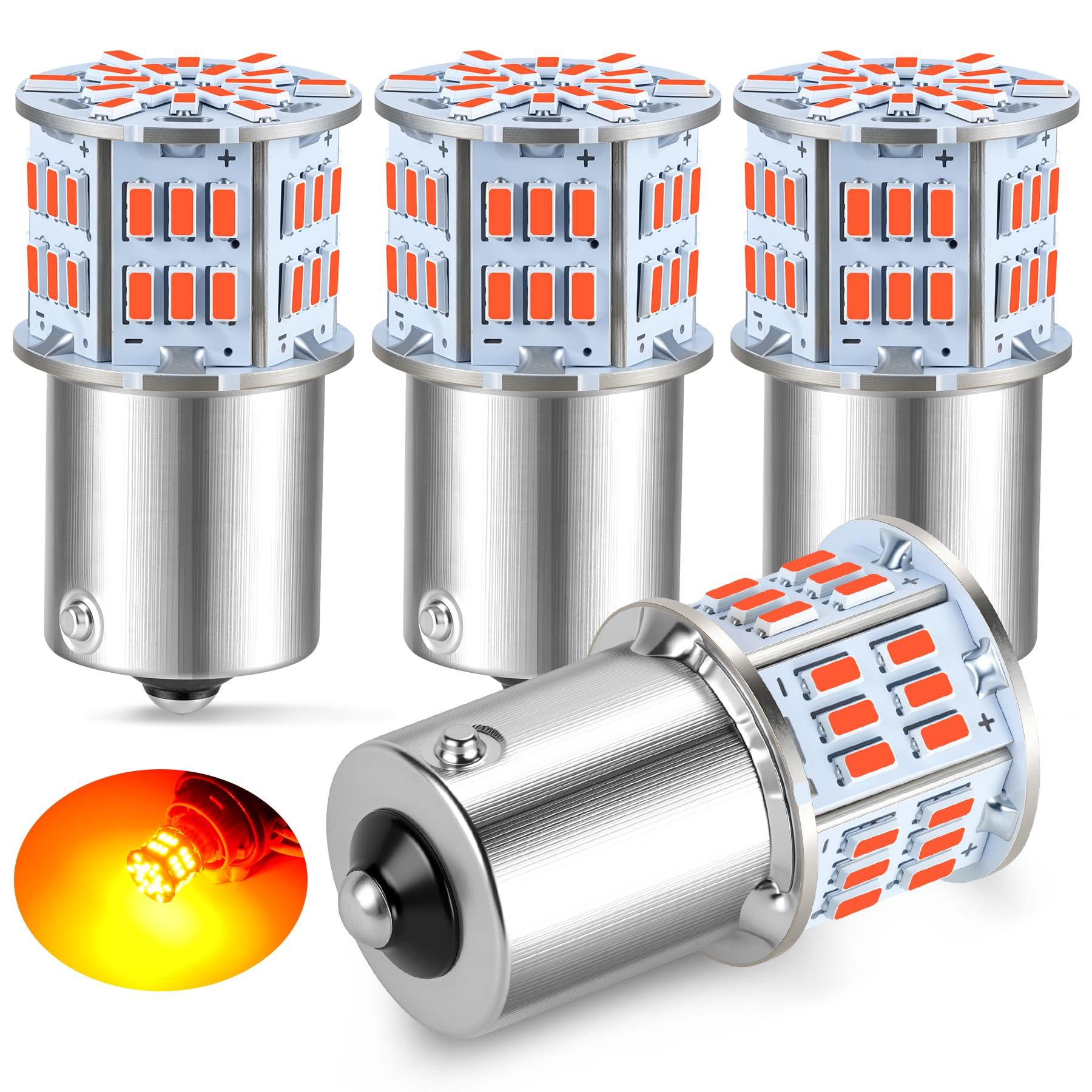 iFunyLED 4PCS 1156 LED Bulb Back Up Reverse Light 12V Super Bright 1141 1003 BA15S LED Replacement Light Kit Set for Car Back Up Reverse Tail Brake Turn Signal Lights - Brilliant Red