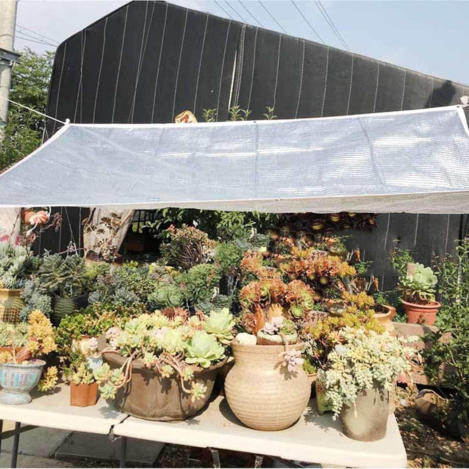 75% Aluminum Shade Cloth - Tarpaulin Car Tarp Net, Balcony Heat Insulation Shading Net for Garden Cover Flowers Patio Plants Greenhouse(1x5.0m/3.3'x16.4')
