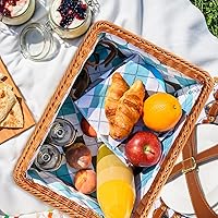 Vista 5 de 3 piezas de cesta de mimbre para pan de 16 pulgadas, cesta de servicio tejida, cesta de servicio de alimentos de mesa para restaurante, panadería