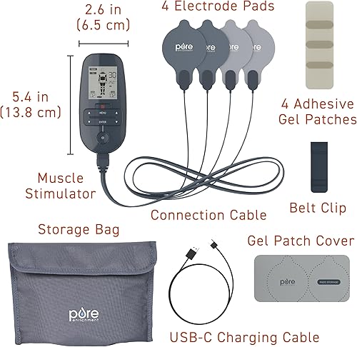 Miniatura 6 de Pure Enrichment PurePulse Trio TENS & EMS estimulador muscular + calor - Alivio avanzado con 9 modos TENS, 7 modos EMS, 2 ajustes de calor, canales
