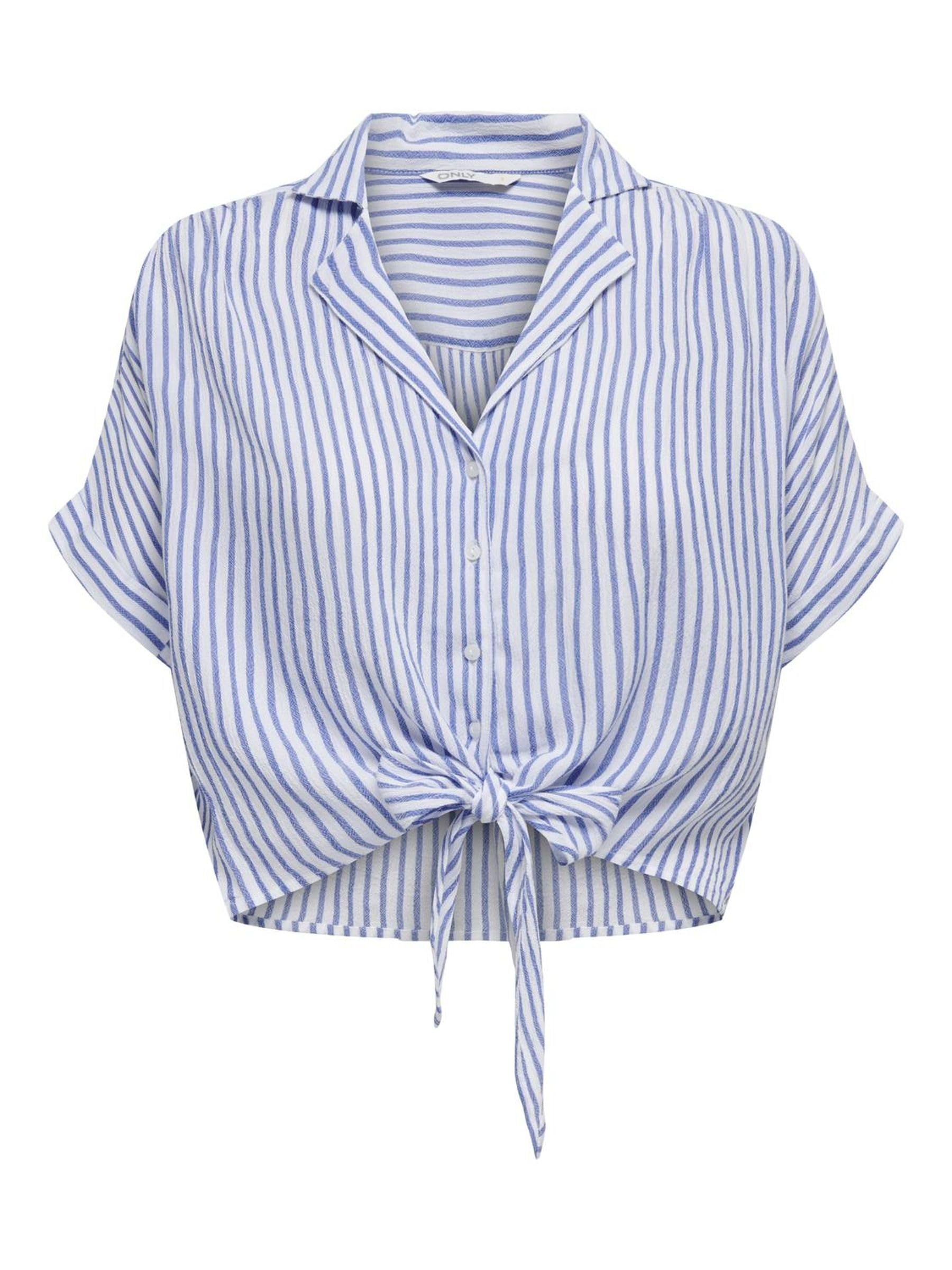 Only Onlpaula Life S/S Tie Shirt Wvn Noos Blusa para Mujer