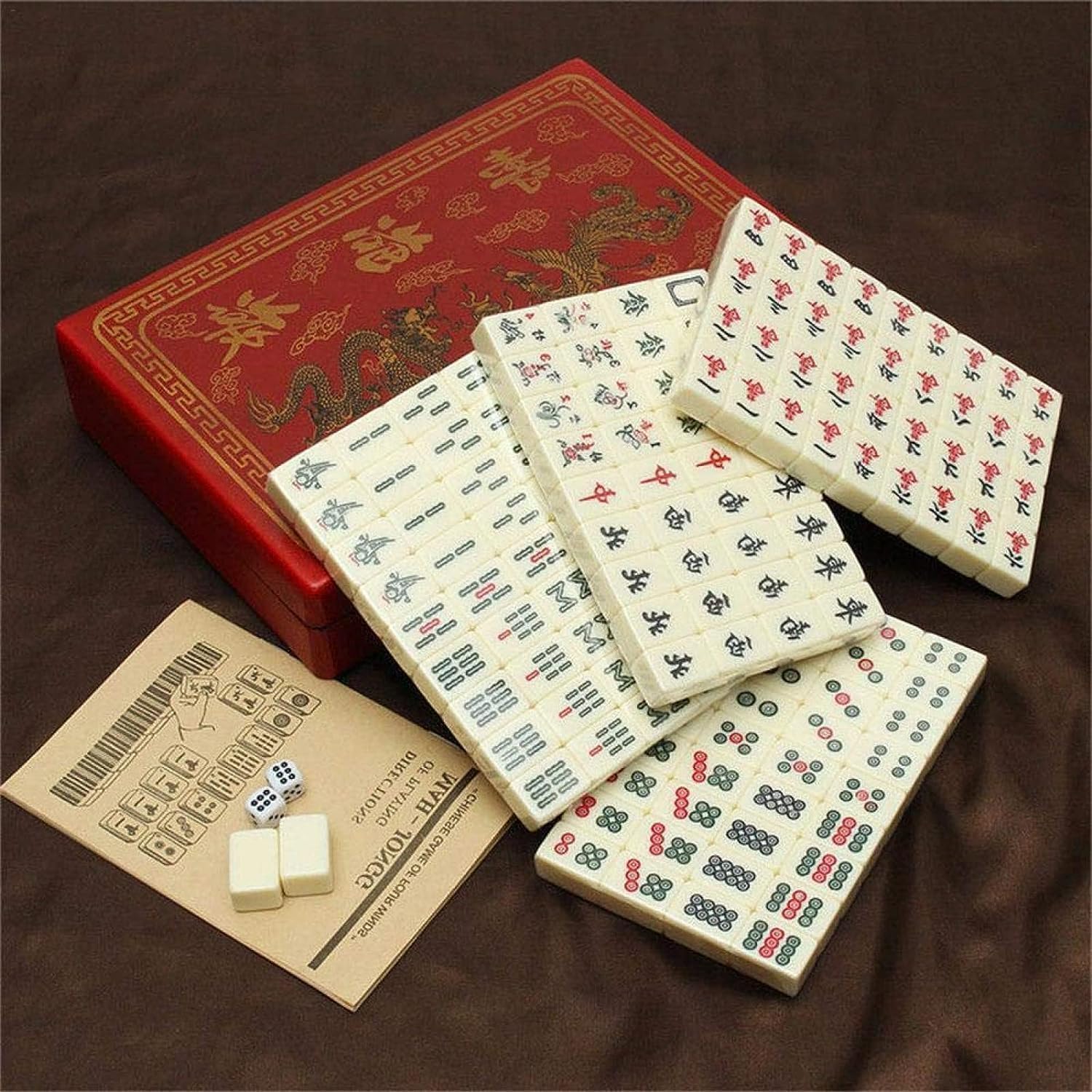 Mahjong Gioco Da Tavolo, Mini Juego de Mahjong Tradicional Chino portátil, Adecuado para Juegos Familiares, Fiestas, Juegos Divertidos para Adultos para Pasar el Tiempo