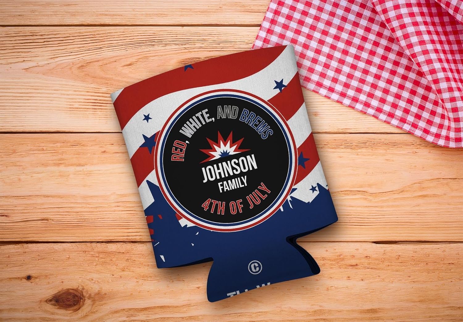 Personalized Patriotic Can Coolies 4th of July Your Names & Date Patriotic Party Supplies 24-Pack Personalized Can Drink Thermocoolers Party Pack