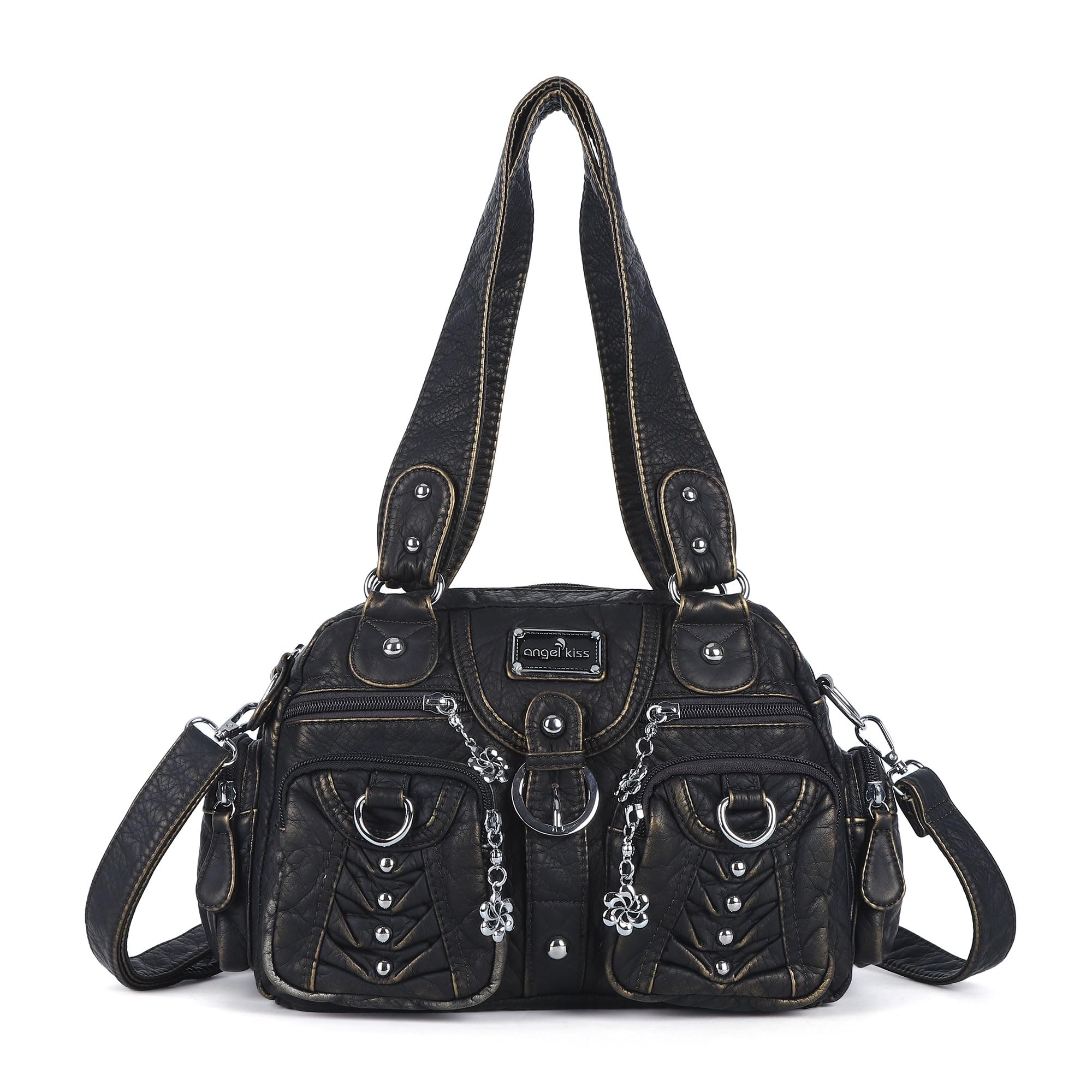 Angel Kiss Piccola borsa da donna a tracolla e a tracolla, multitasche, morbida, con tracolla regolabile
