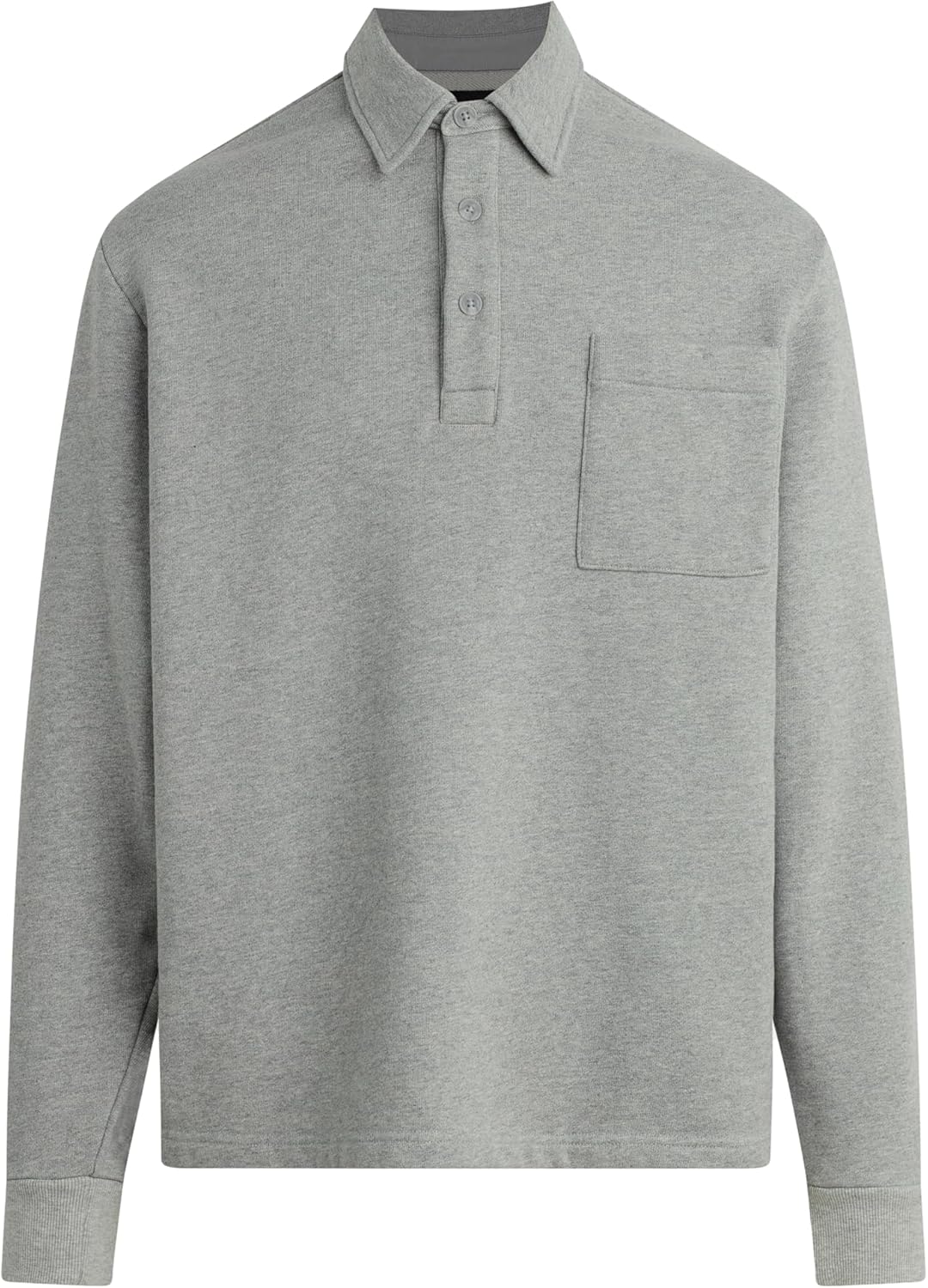 Joe's Jeans Men's Polo Long Sleeve Sweatshirt, Heather Grey, Large - Image 7