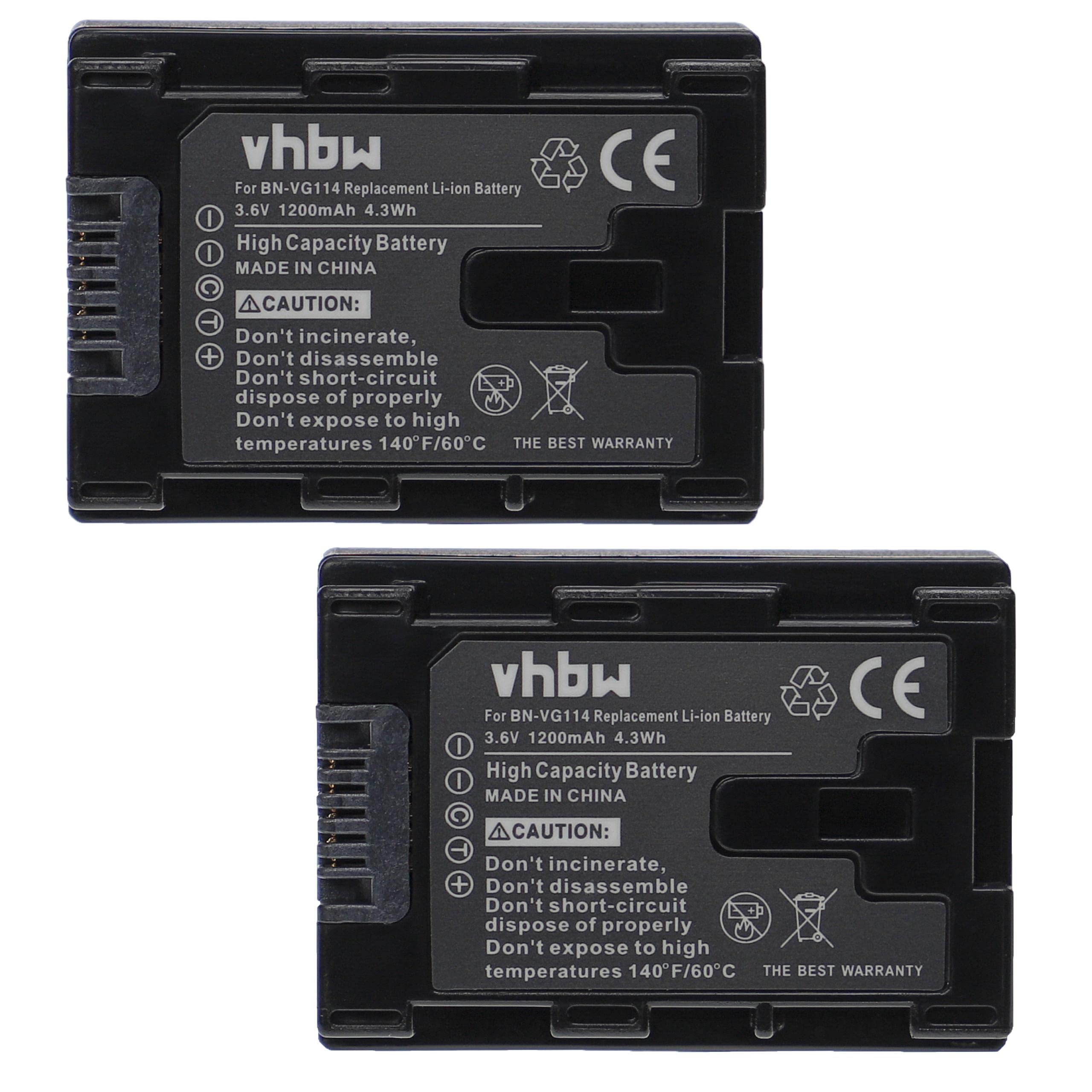 vhbw 2X Batterie Remplacement pour JVC BN-VG114U