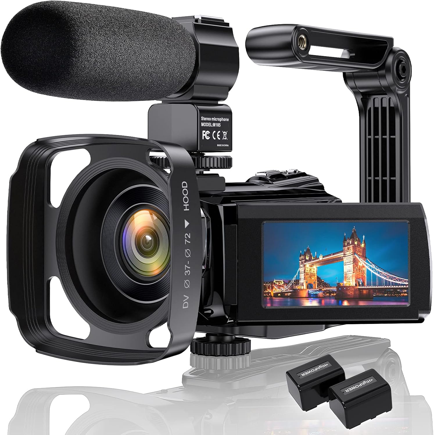 4K Videokamera Camcorder Ultra HD 48MP WiFi IR NachtsichtVloggingKamera für 3" IPSTouchscreen