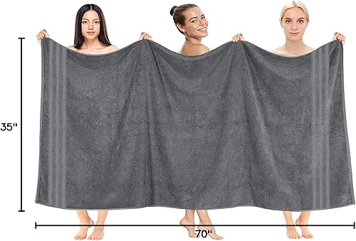 Miniatura 8 de DAN RIVER Paquete de 2 toallas de baño de lujo de 35 x 70 pulgadas, 21.16 ozm, suaves y de secado rápido, 100% algodón hilado en anillo, ideales