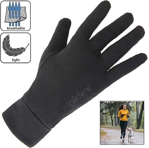 Miniatura 3 de ALPIDEX Guante interior guantes ligeros para correr, forro delgado y cálido, para deportes de invierno, para hombres y mujeres, guantes interiores