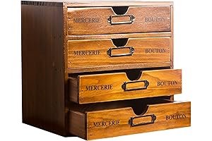 Vintage Aged Look Wood Box with Drawers