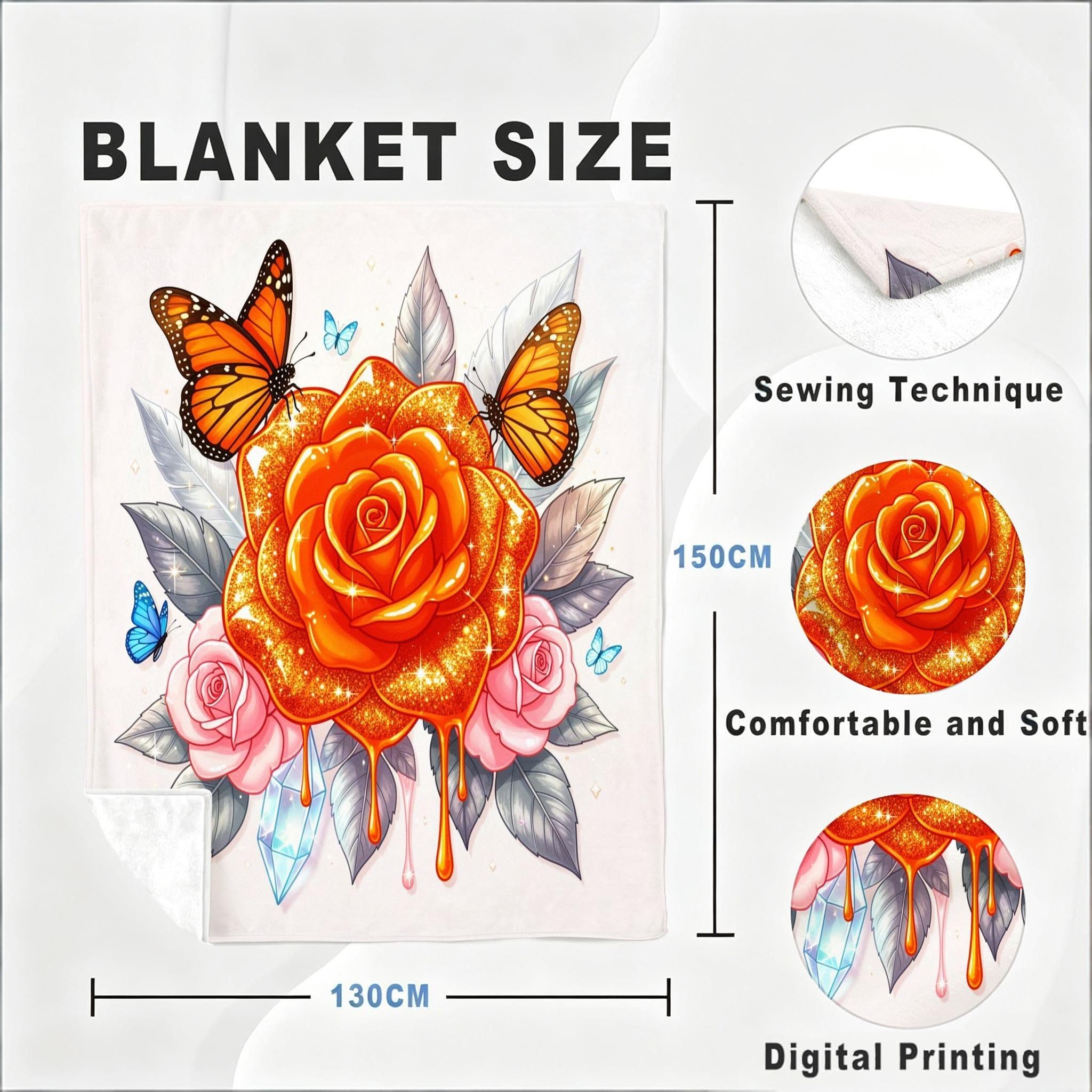 Manta Entretiempo Grande, Flor Naranja, 220x240 cm, AQ8723