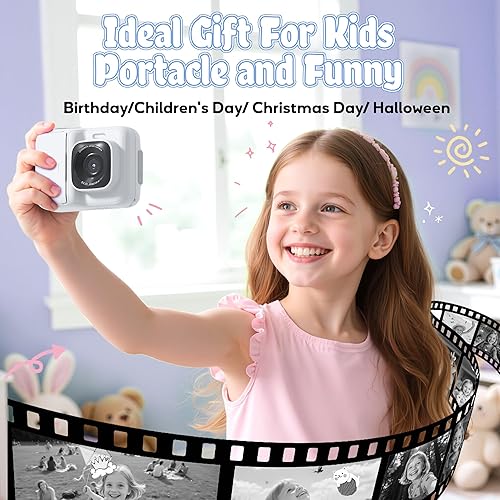 Miniatura 9 de Cámara para niños, cámara de impresión digital instantánea 1080P para niños, regalos de cumpleaños de Navidad para niñas de 4, 5, 6, 7, 8, 9, 10
