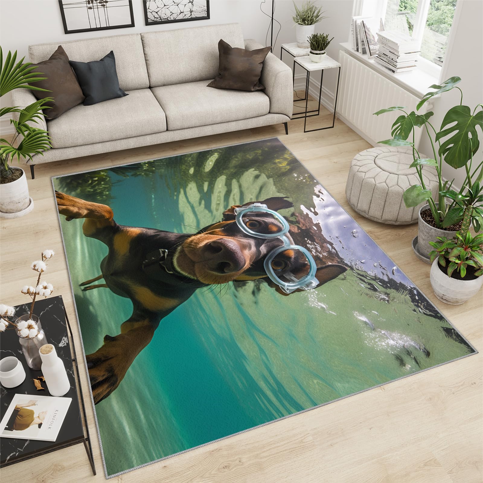 ラグ・カーペット FEROCIOUS doberman jacquard blanket rug Amazon.com: 3x5 Entryway Rug - Funny Doberman Area Rugs for Living
