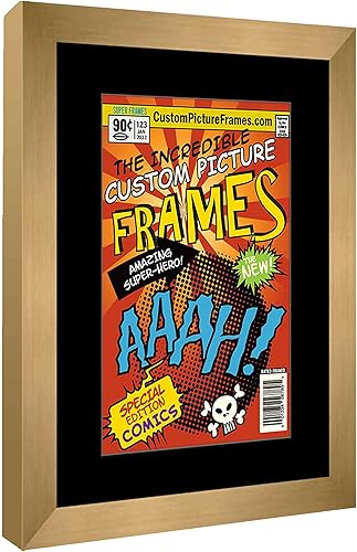 Miniatura 2 de Marco de cómic de bronce mate para cómics publicado entre 1956 y 1970 (marco de madera maciza de cómic de la edad dorada) hecho para exhibir 1 cómic