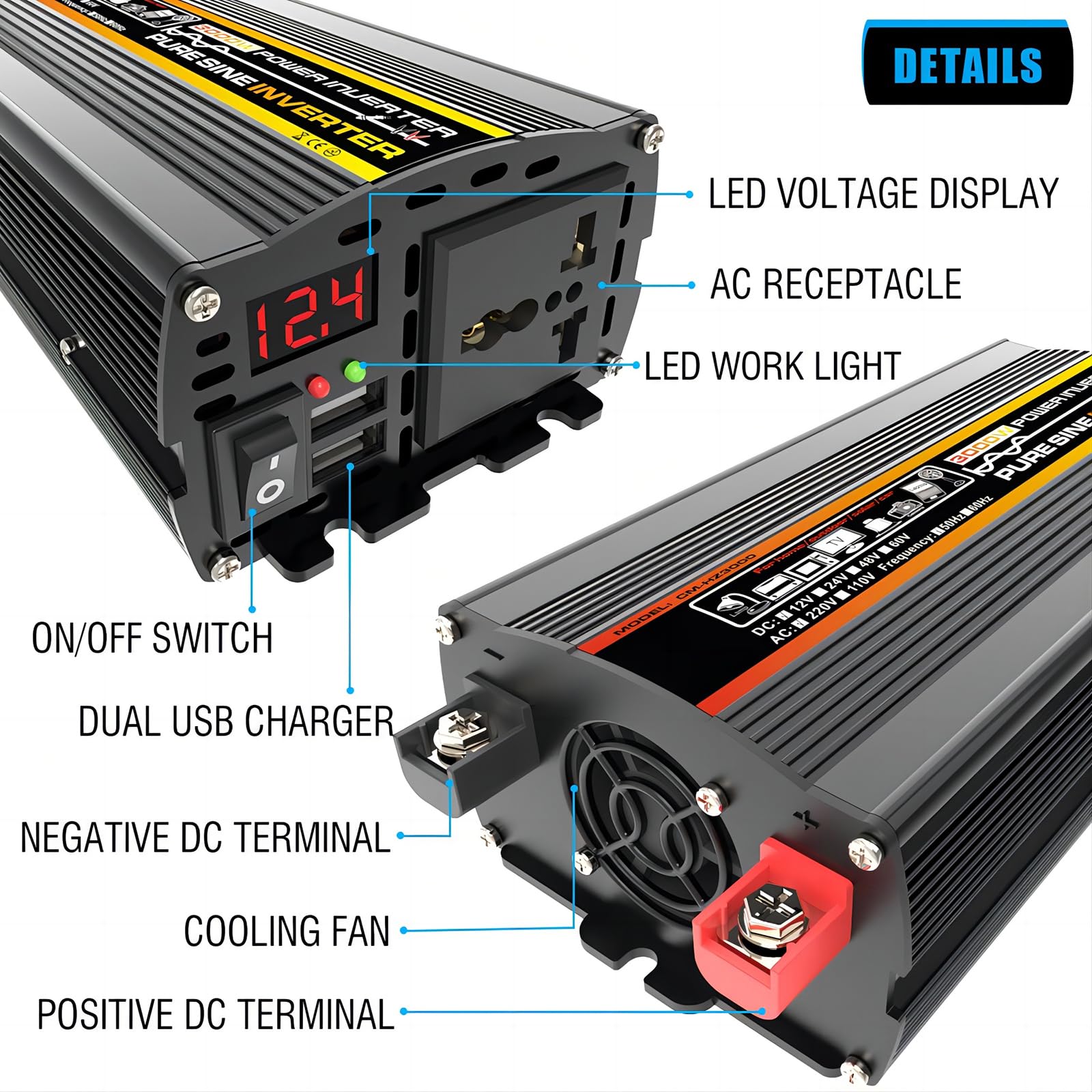 Zestaw paneli słonecznych 3000 W 12 V do użytku poza siecią, z falownikiem sinusoidalnym i panelem monokrystalicznym 18 W do kamperów i na kemping