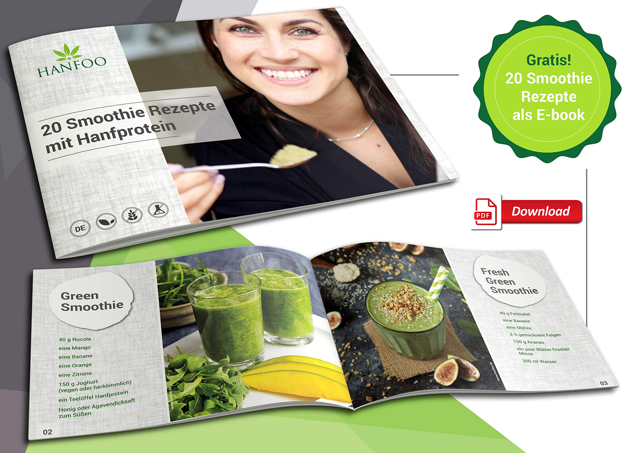 BIO Hanfprotein 2kg aus Deutschland, Veganes Hanfsamen-Protein vom deutschen Biofeld + Digitales Rezeptbuch (PDF)