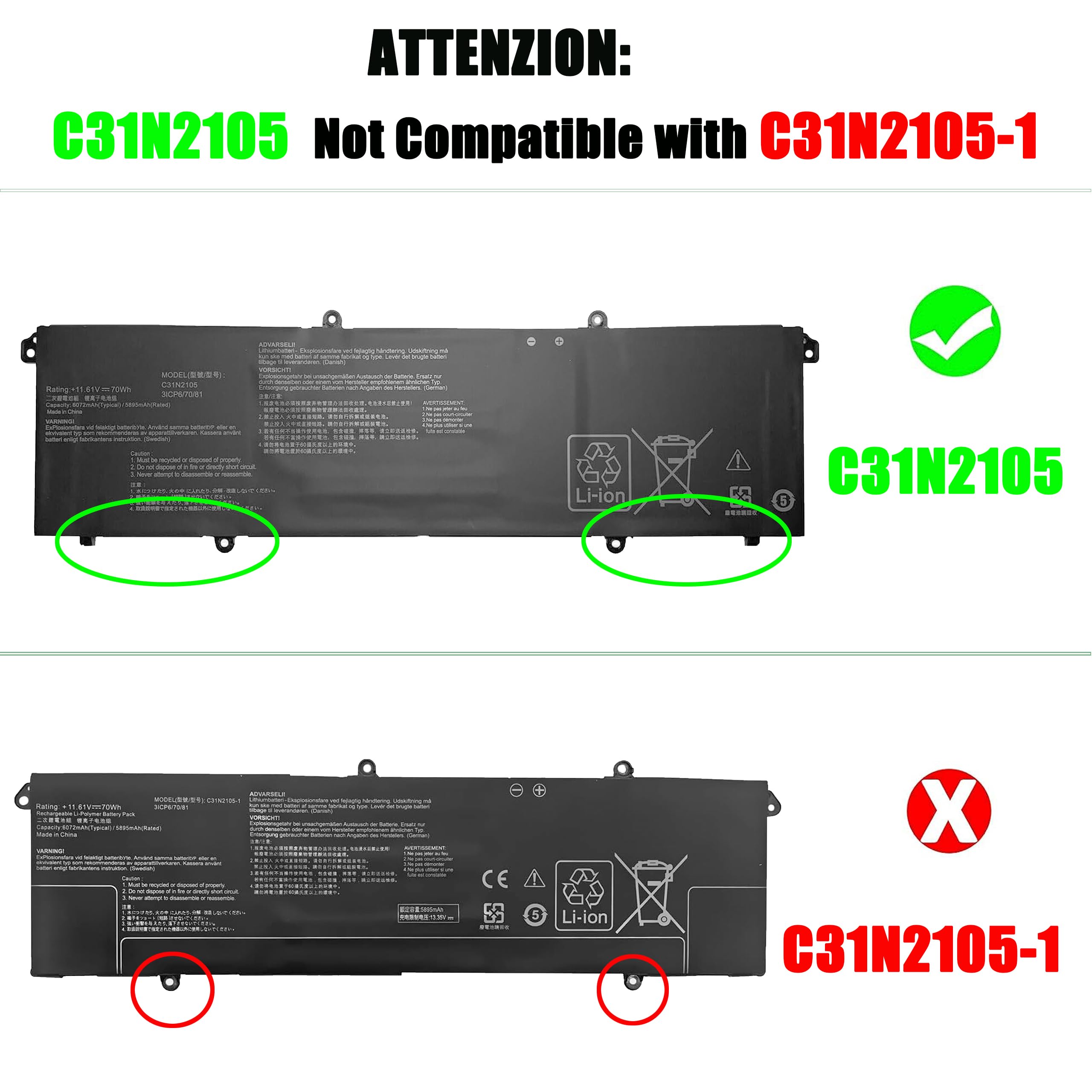 BLESYS Bateria do Asus C31N2105 Battery