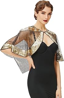 1920s Vintage Shawl for Women - Sequin Beaded for Night Party Shawl Wraps Flapper Cover Up Evening Cape