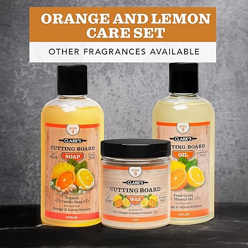 Miniatura 7 de CLARK'S Kit de aceite y cera para tabla de cortar, aceite mineral natural de grado alimenticio, juego de 2 pasos para restaurar y preservar tus
