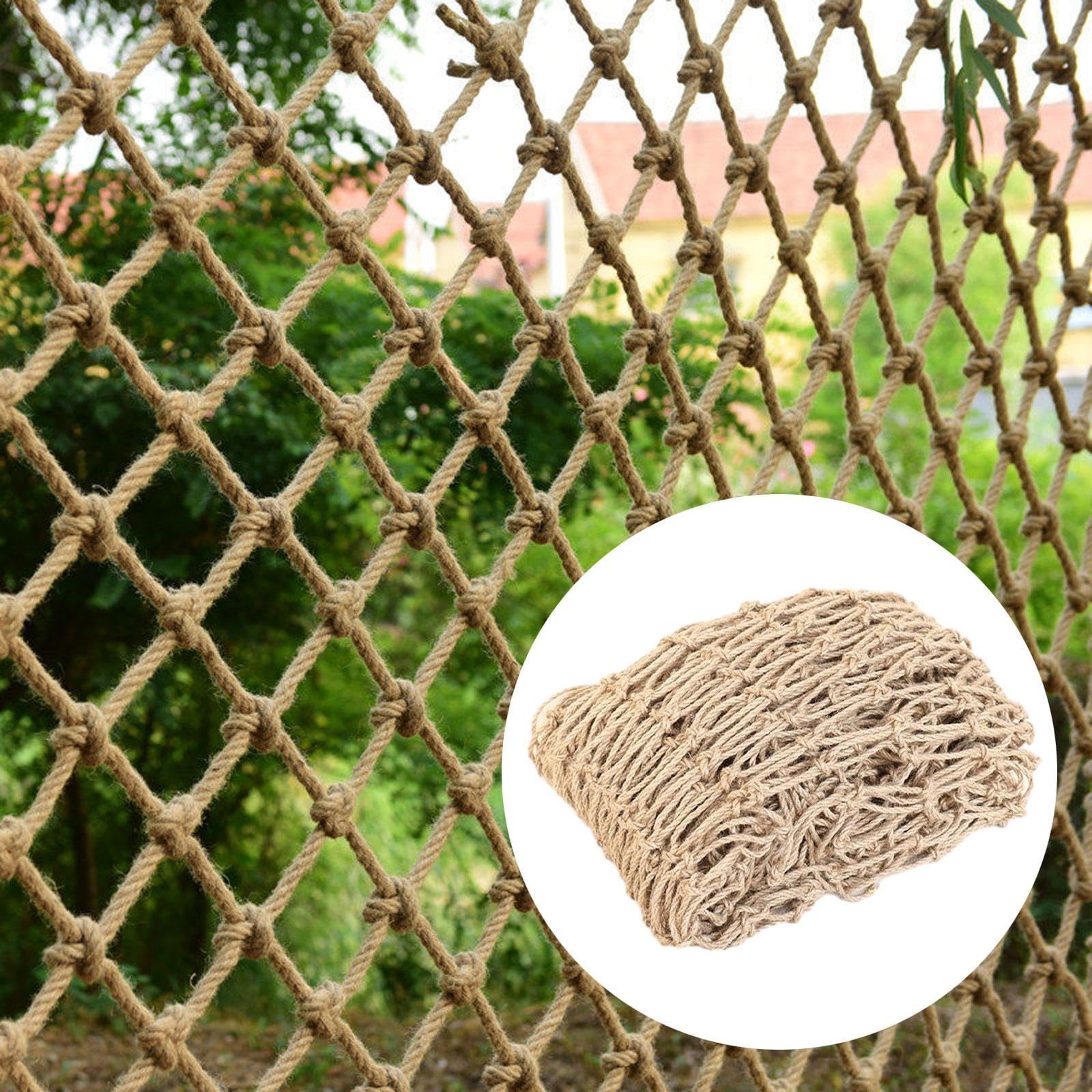 Hanfseilnetz, Schutznetz, Fotowanddekoration, Robustes Anzuchtnetz, Juteseil Rankgitter, LKW Ladungsnetz für Garten Und Außenbereich, Mehrfarbig, 10 cm Netz