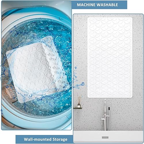 Miniatura 6 de Tapete antideslizante para bañera  Alfombra de baño de goma real para bañera y ducha, tapete de baño para seguridad diaria, tapete de baño para