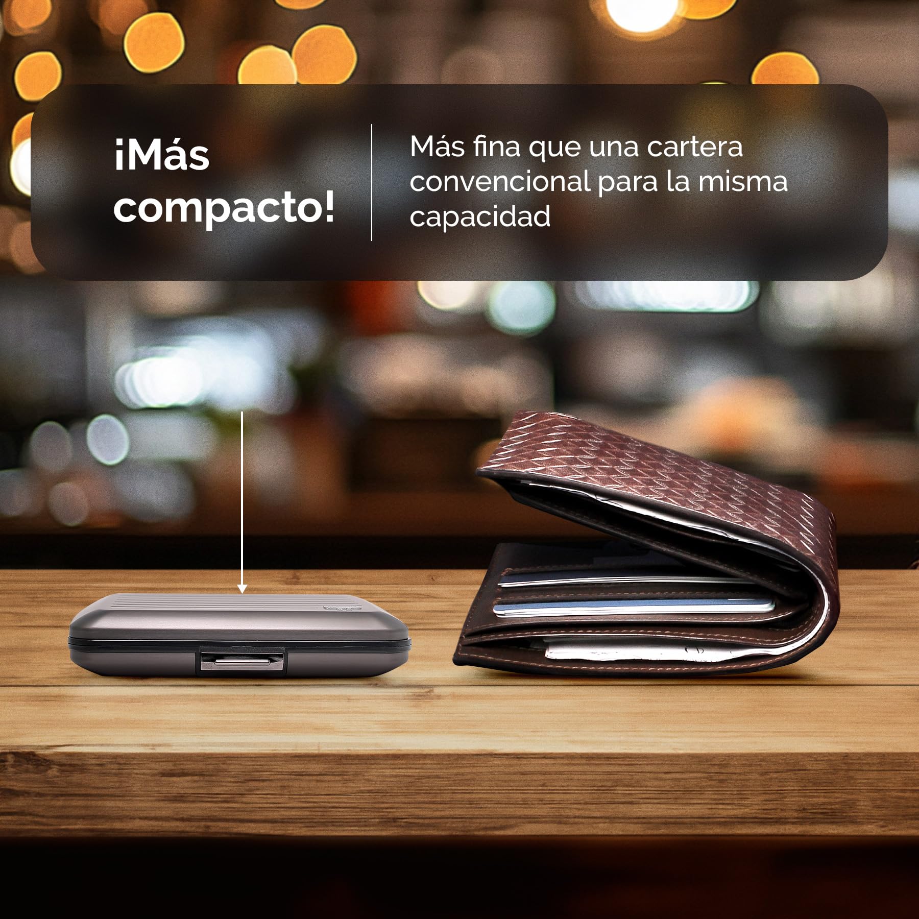 ÖGON -DESIGNS- Tarjetero de Aluminio con Cierre metálico, protección RFID contra el fraude y la desmagnetización, Cartera compacta, Modelo Smart Case Oslo