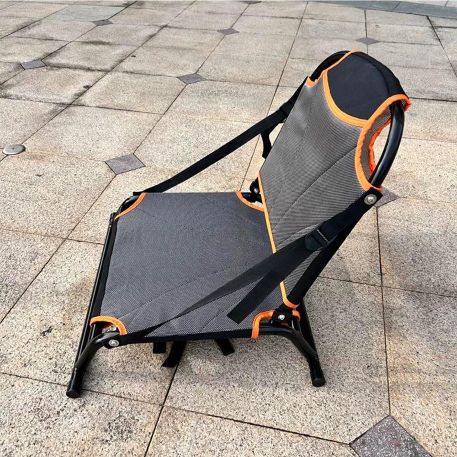 Seggiolino per canoa pieghevole portatile in alluminio con schienale regolabile in tessuto Teslin pieghevole con un clic per barche da pesca SUPs arancione nero