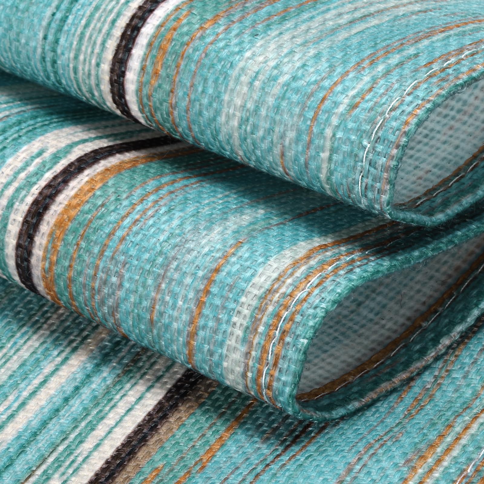 uxcell Table Runner 108" x 13", Retro Cotton Linen Table Runner, Green & Blue, Green/Brown/Beige/Sky Blue/Blue - Image 4