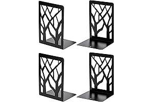 MaxGear Decorative Heavy Duty Non-Skid Metal Tree Shape Bookends for Shelves Holder