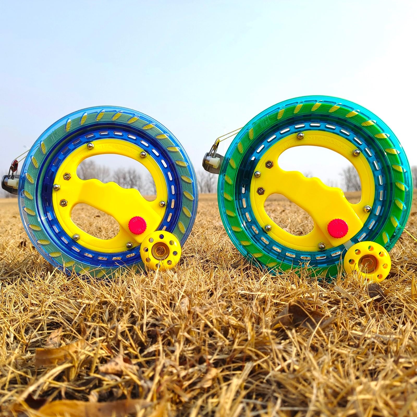 Bobine de cerf-volant (vert) pour enfants et adultes – 18,3 cm de diamètre, corde de cerf-volant haute résistance de 200 m avec connecteur – Grande poignée, verrou de sécurité, enrouleur