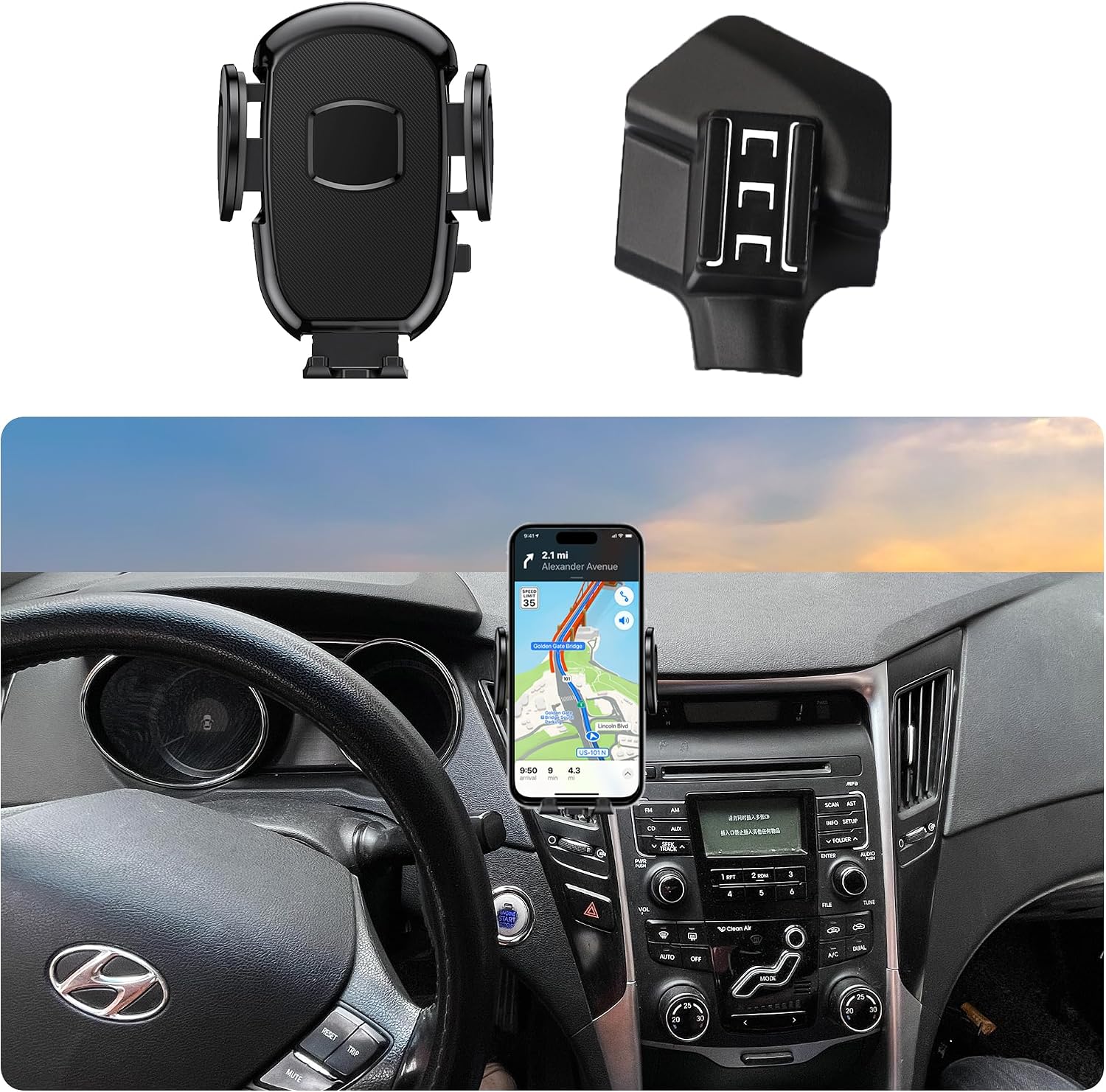Car Phone Holder Fits for Hyundai Sonata 2011-2014 Accessories for Car Air Vent Mount, Snug Fit, Easy to Install Fit for iPhone Android and All Smartphones