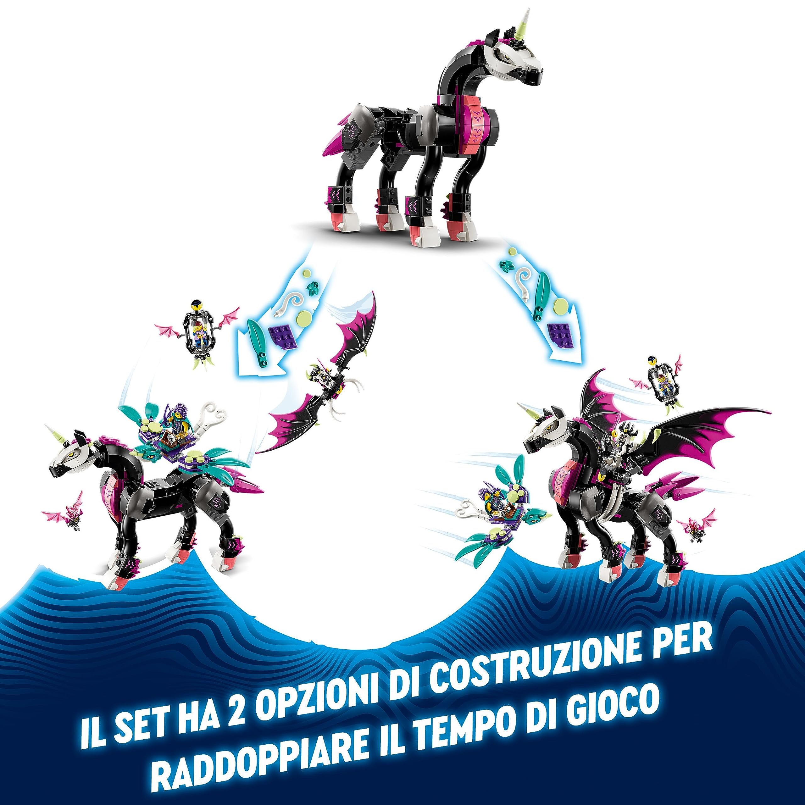 LEGO DREAMZzz 2 in 1 Pegaso, il Cavallo Volante, Animale Giocattolo da Costruire in 2 Modi con Minifigure di Zoey, Nova e Re dell'Incubo della Serie TV, Giochi Creativi per Bambini e Bambine 71457