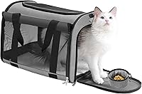TINWEI TWDEPART Cat Carrier Backpack: Breathable, Foldable with Roll-Up Shade, Scratch-Resistant, Includes Bowl & Cushion (Grey)