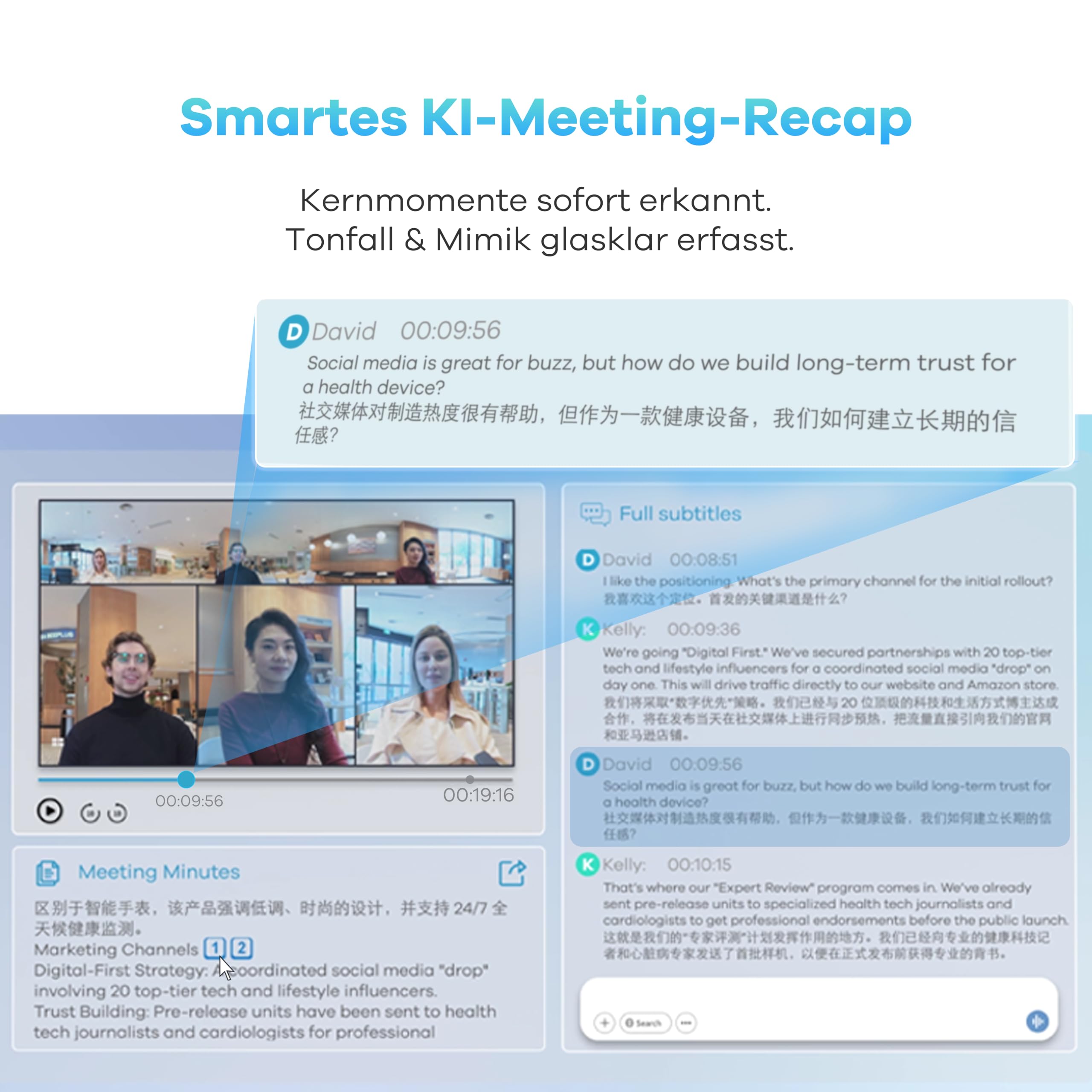 KanDao Meeting Pro 2 4K 360° KI Cámara de videoconferencia todo en uno con micrófono y altavoces: SmartNote, transcripción de IA, notas de reuniones, reducción de ruido de IA, zoom/equipos