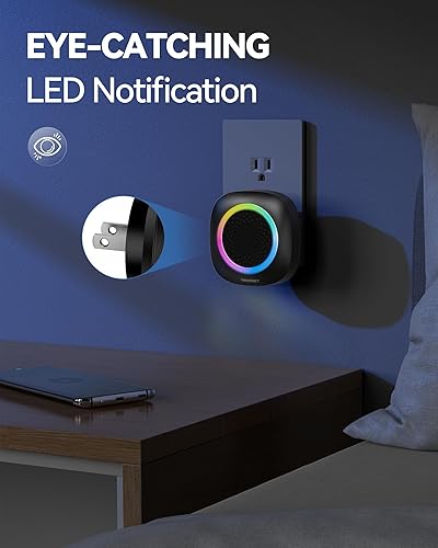 Miniatura 2 de TECKNET Timbre inalámbrico enchufable con iluminación RGB y rango de 1300 pies, timbre impermeable IP66 para el hogar, aula, oficina, negocios, 60