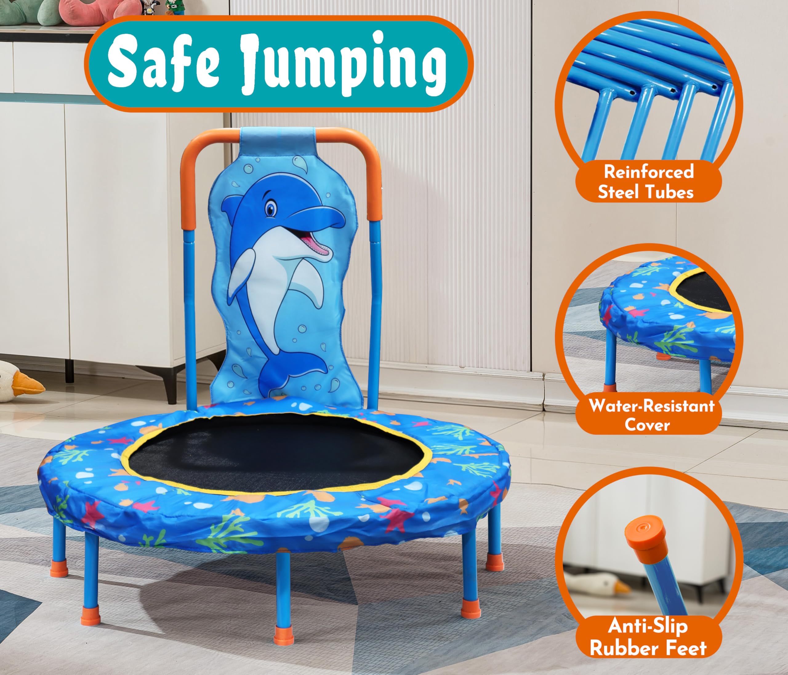 Amazon.com : MELAABUU Blue Dolphin 36 inch Mini Tranpoline for