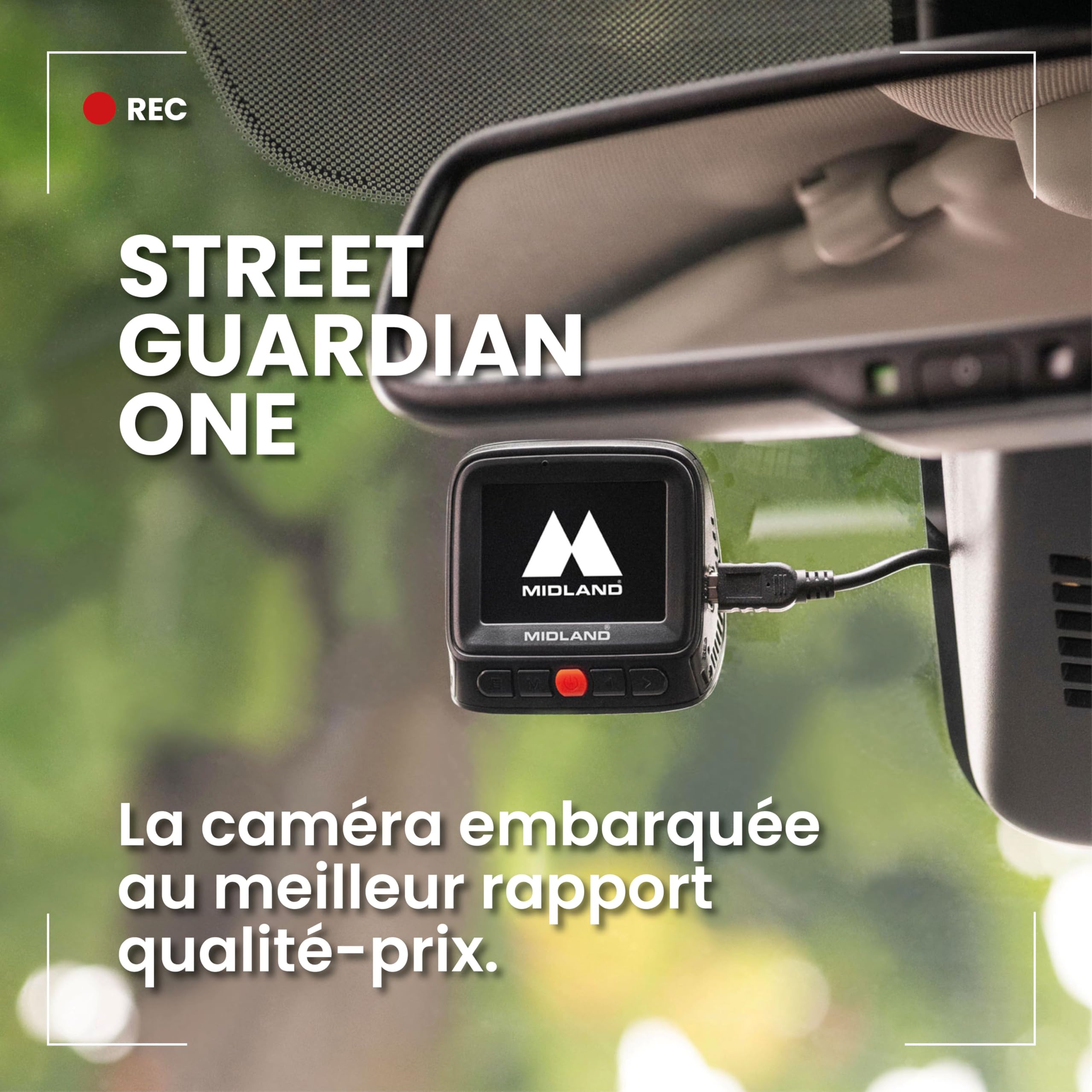 Midland - Dashcam Voiture sans Fil Avant Arriere Street Guardian One, Dash Cam avec Activation Automatique, Caméra Embarquée Accessoire Voiture Facile à Installer, Accessoires pour Sécurité Routière